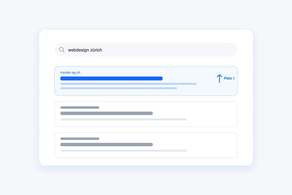 Stylized search result list with number-one ranking