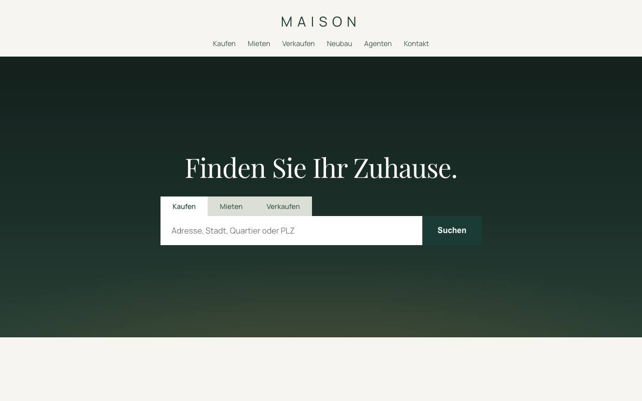 Die fertige Website ist live, hier ein Immobilien-Layout