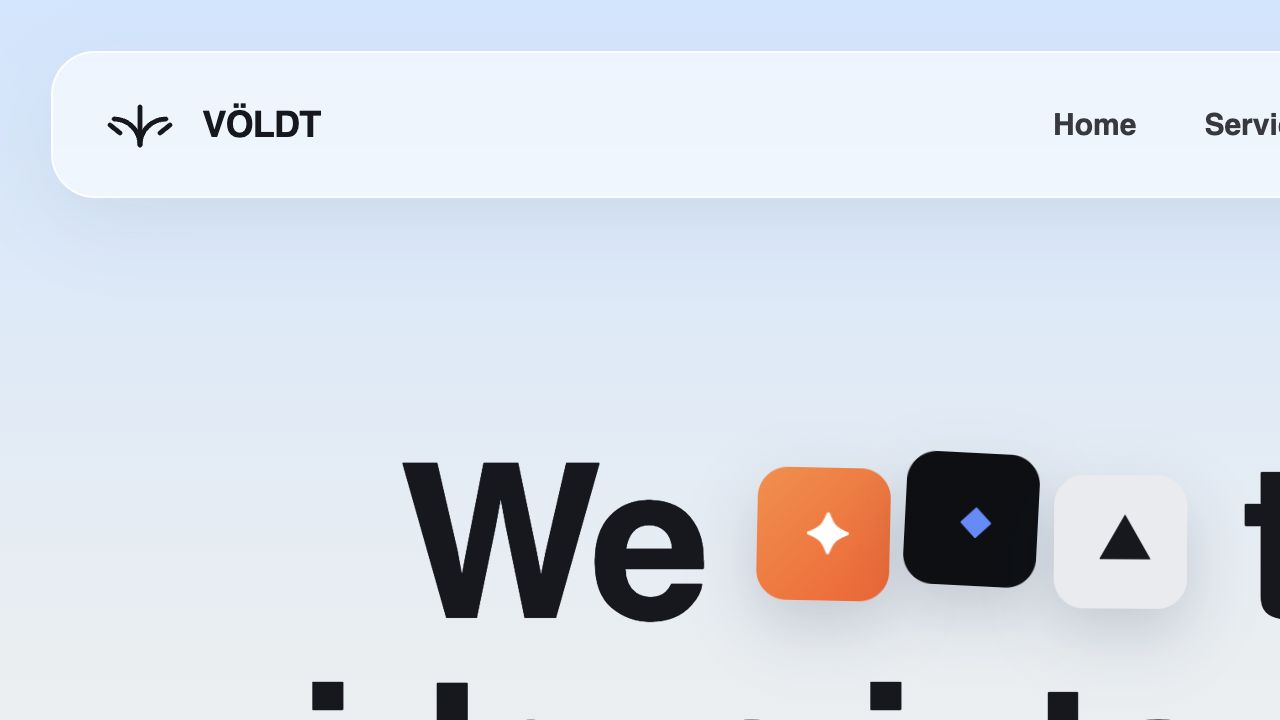 VÖLDT Website als vollständige Desktopansicht